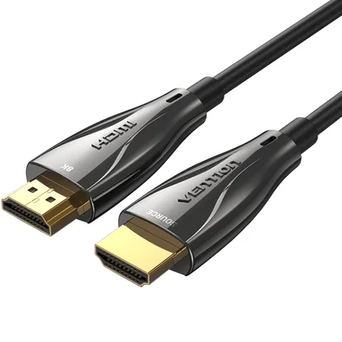 Кабель HDMI M - M, 15.0м, V2.1, Optical 8K 60Гц 48Gbps Dolby 7.1 TPE Black Zinc Alloy  Vention