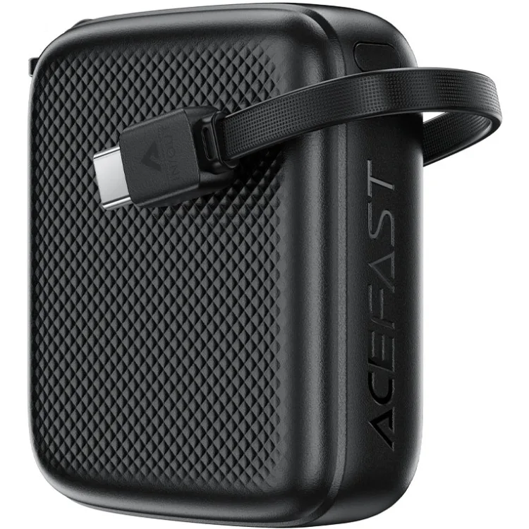 УМБ Acefast 10000mAh 20W PD,QC3.0 USB-C In/Out with build Type-C cable, M15 Black