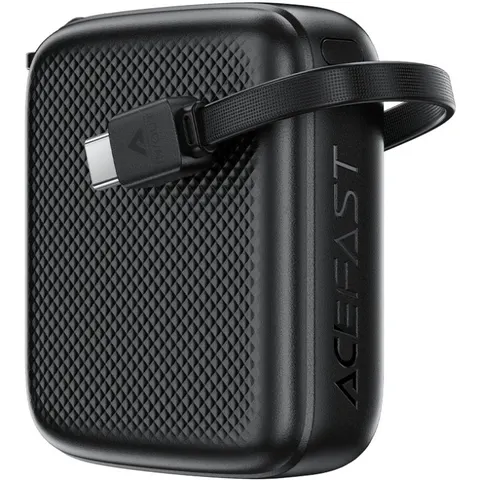 УМБ Acefast 10000mAh 20W PD,QC3.0 USB-C In/Out with build Type-C cable, M15 Black
