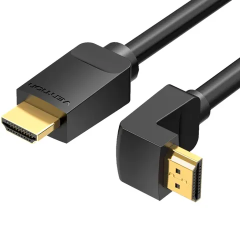 Кабель HDMI M - M, 3.0  м, V2.0, 4K 60Гц, кут 270°,  PVC, чорний Vention