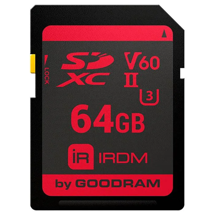 Memory card SD 64Gb GoodRAM IRDM SDXC V60 UHS-II U3 Retail