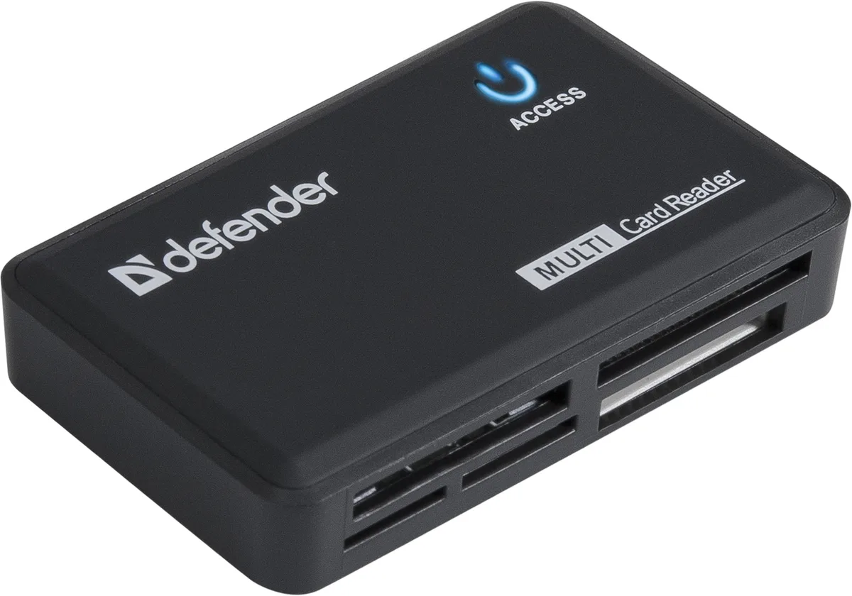 Card Reader Optimus, 6-slots, USB2.0, compact, зовнішній, чорний Defender
