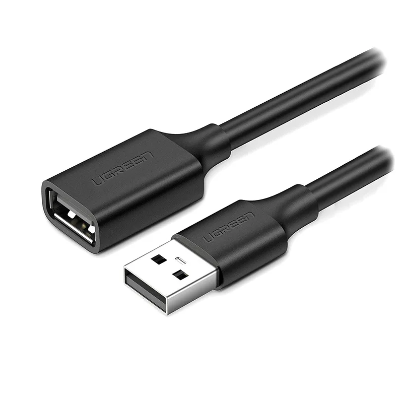 Кабель продовжувач USB 2.0 AM-AF, 3м, Nickel Plating Extension Cable Чорний, US103 UGREEN