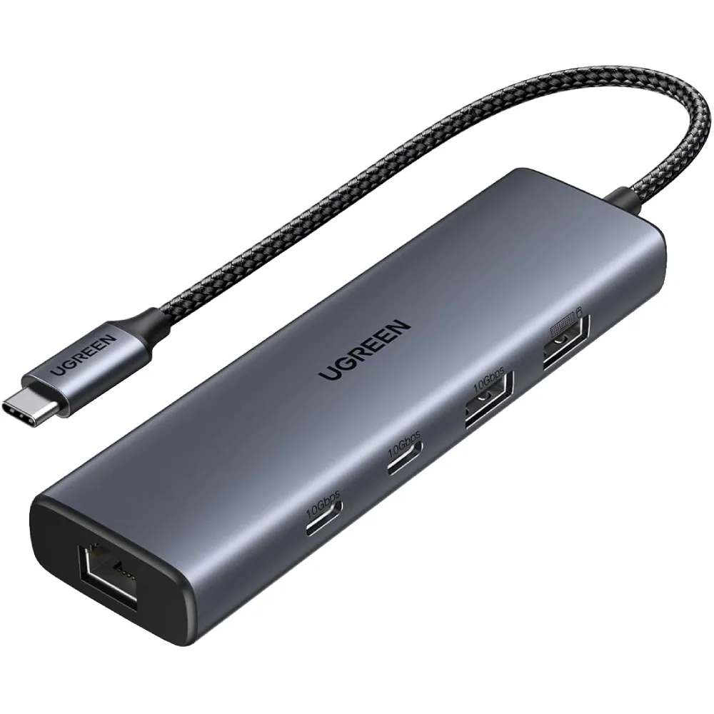 Док станція USB3.2 Type-C --> RJ45 (1000M)/USB-Ax1, 3.2/USB-Ax1, 2.0/2xUSB-C 3.2/ PD CM512 сірий