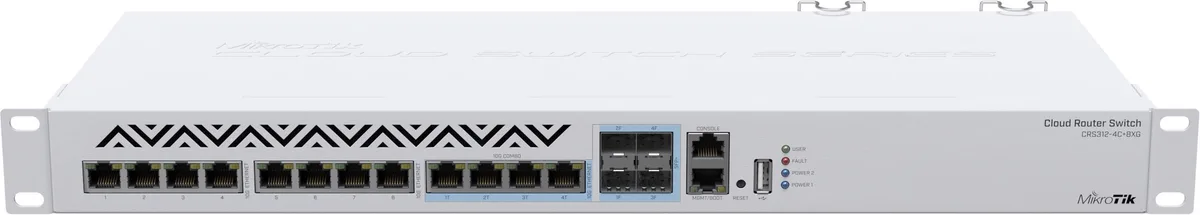 Комутатор Mikrotik CRS312-4C+8XG-RM, 8x10G, 4x10G/SFP+, USB, 1хFE
