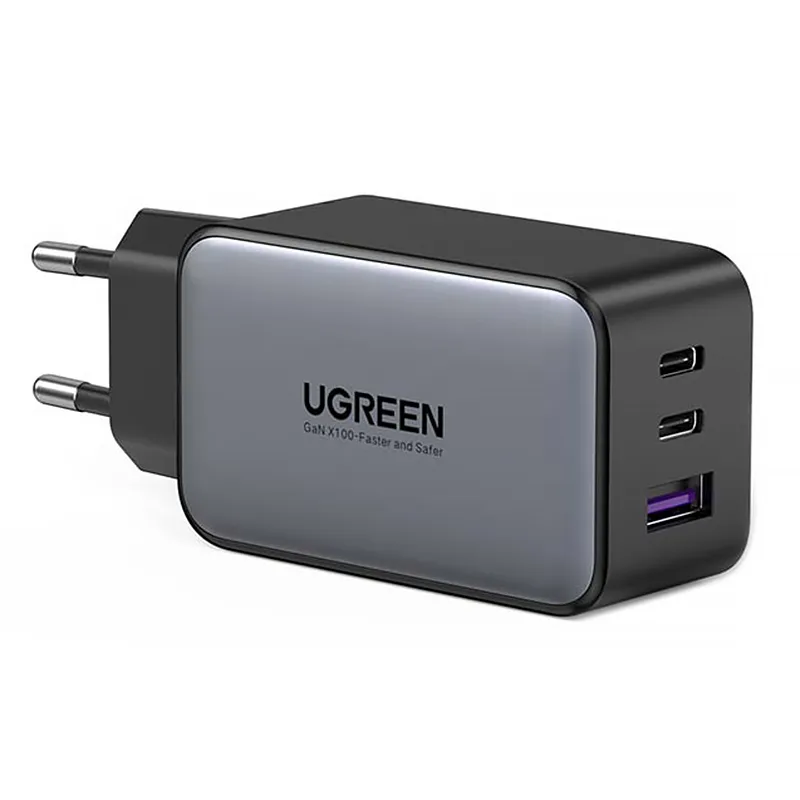 Зарядний пристрій 3xUSB 65W (2хUSB-C+USB-A) Gan CD244 Сірий Ugreen