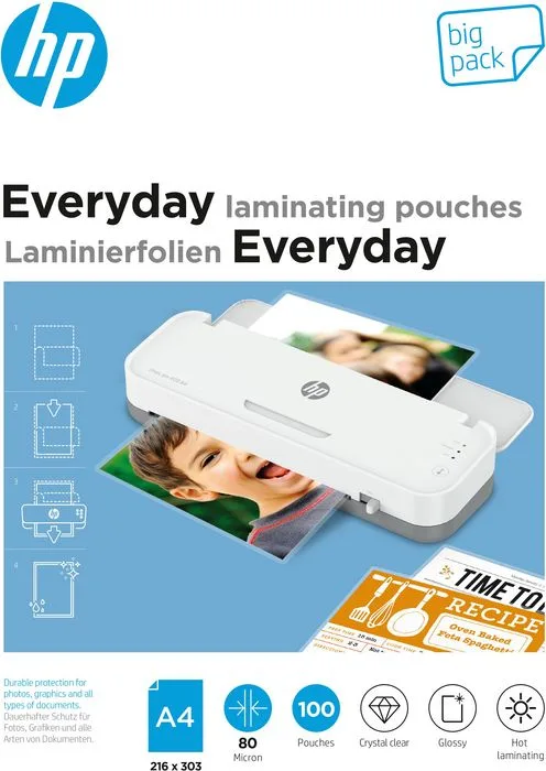 Плівка для ламінування HP Everyday Laminating Pouches, A4, 80 Mic, 216 x 303, 100 pcs
