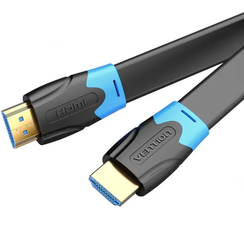 Кабель HDMI M - M, 1.0м,  V2.0, 4K 60Гц, PVC Flat Design, Black, Vention