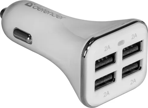Автозарядка 4xUSB 40W (4xUSB-A) 8A UCA-05 біла Defender