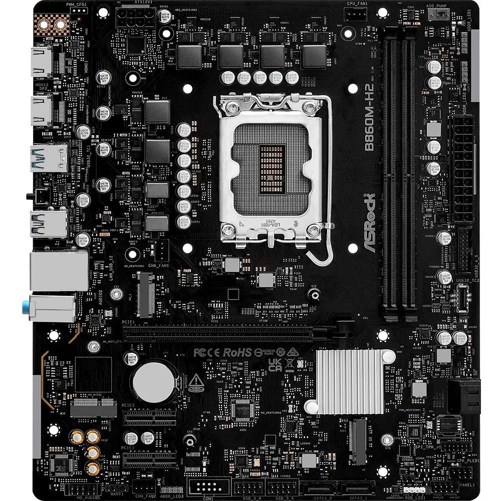 AsRock B860M-H2 (1851/B860, 2*DDR5, PCIex16, 2xHDMI, 4xSATA, 2xM.2, Glan, 7.1ch, mATX)