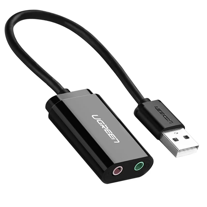 Звукова карта USB AUX jack, 2*TRS (Mic + Ear) ALC4042 Ugreen Чорна US205