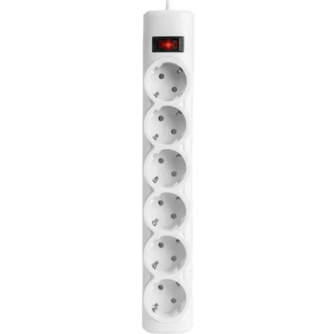 Power filtr 1.8м Defender DFS151, 6 розеток, білий
