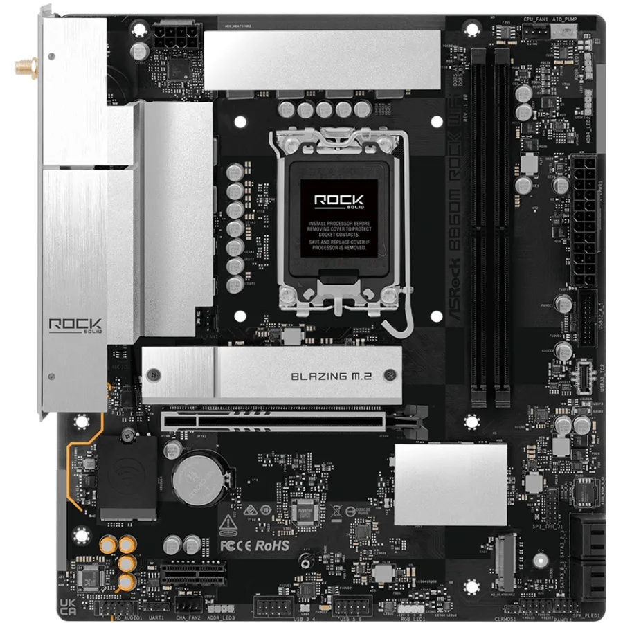 AsRock B860M ROCK WIFI (1851/B860, 2*DDR5, 2*PCIex16, HDMI/DP, 4xSATA, 2xM.2, 2.5Glan, 7.1ch, mATX)