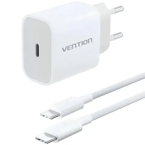 Зарядний пристрій 1xUSB-C 20W + USB-C cable М-М  White Vention