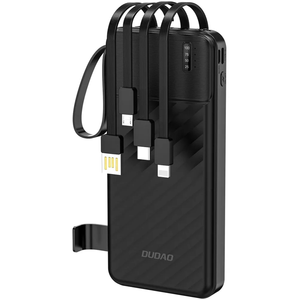 УМБ Dudao 10000mAh K11 10W USB-A,USB-C,microUSB, with USB-A/USB-C/Lightning/MicroUSB cables Black