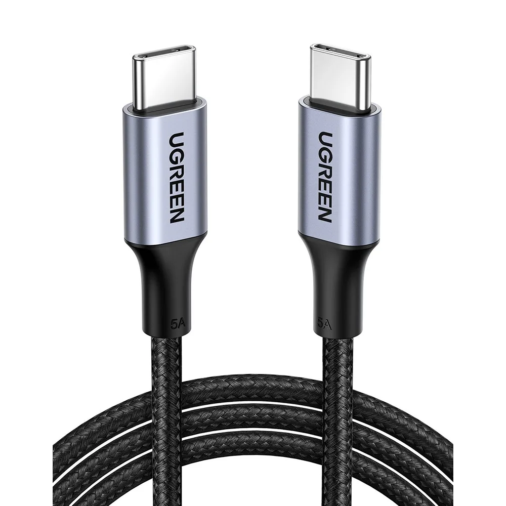 Кабель USB 2.0 Type-C M-M, 2 м, 100W Чорний, Aluminium Braid US316 UGREEN