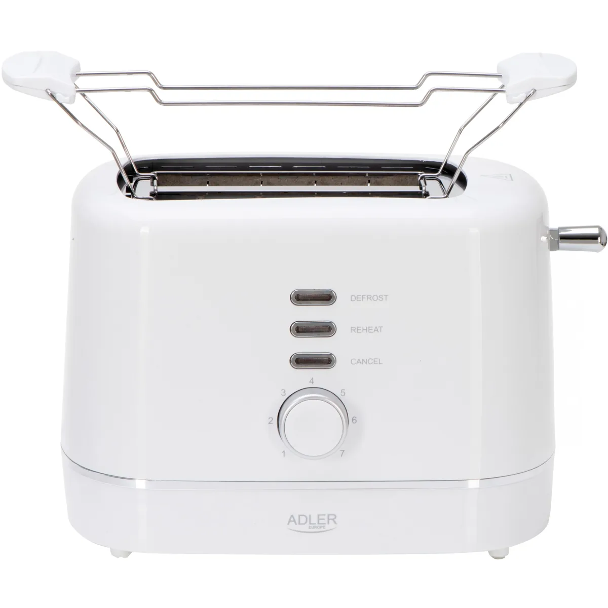 Тостер Adler AD 3224 white 850Вт/ 2 відділення/7 режимів підсмажування/розморожування/підігрів булок