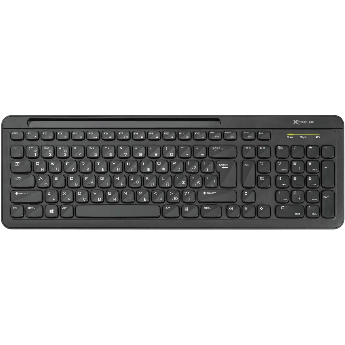 Клавіатура XTRIKE ME KB-303 UA бездротова Bluetooth+2.4G,105 кл. чорна