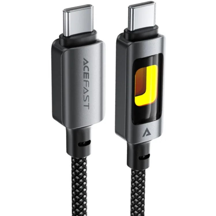 Кабель USB 2.0 Type-C M-M, 1.2 м 60W C21-03, aluminum alloy, color indicator, Black Acefast