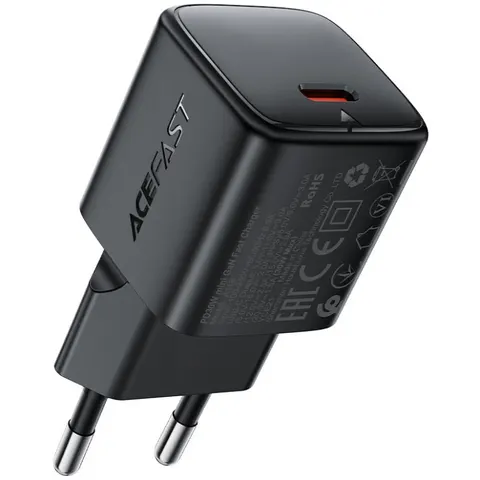 Зарядний пристрій 1xUSB-C 30W Gan A118 Fast Charger + USB-C cable black Acefast