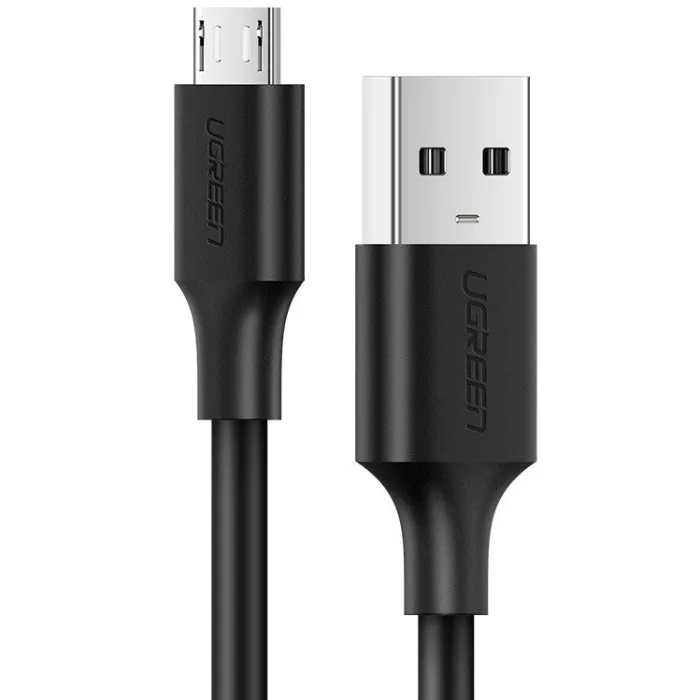 Кабель USB 2.0 AM-Micro M, 1м, 60W Nickel Plating Чорний, US289 UGREEN