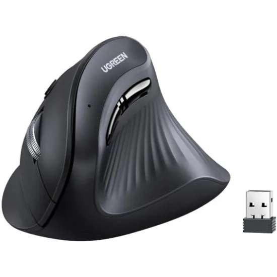 Мишка UGREEN 2.4GHz MU008, бездротова, вертикальна 4000dpi., 4кн., Чорна