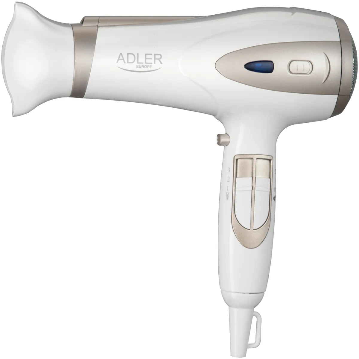 Фен Adler AD 2248 white champagne 2200Вт/ 2 швидкості/ хол.обдув/ темп.режимів-3/ іонізація/ дифузор