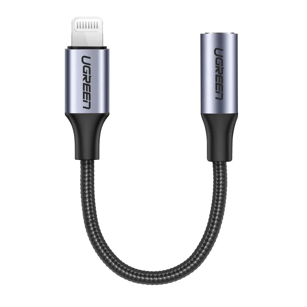 Перехідник Lightning --> 3.5 mm 10cm Headphone Jack Adapter Model US211 UGREEN Сірий
