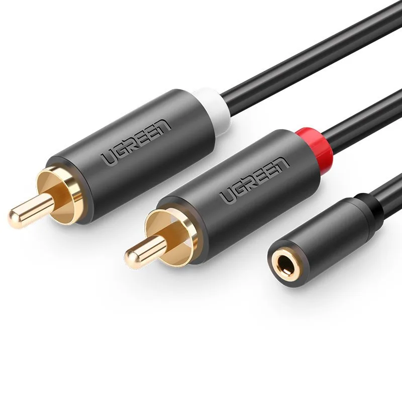 Кабель AUX Audio TRS - RCAx2 M/M 0.25м UGREEN AV102 Сірий