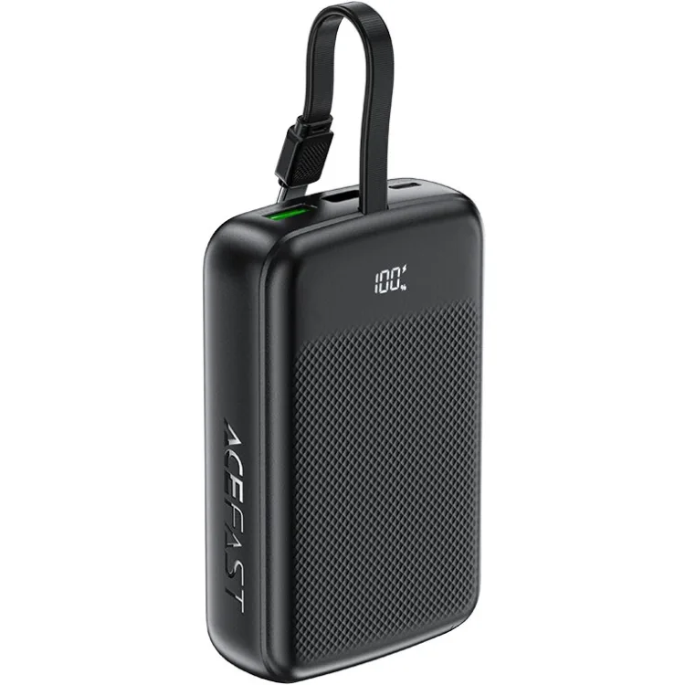 УМБ Acefast 20000mAh 22,5W PD,QC3.0 USB-A+USB-C In/Out,built-in cable M14 Black
